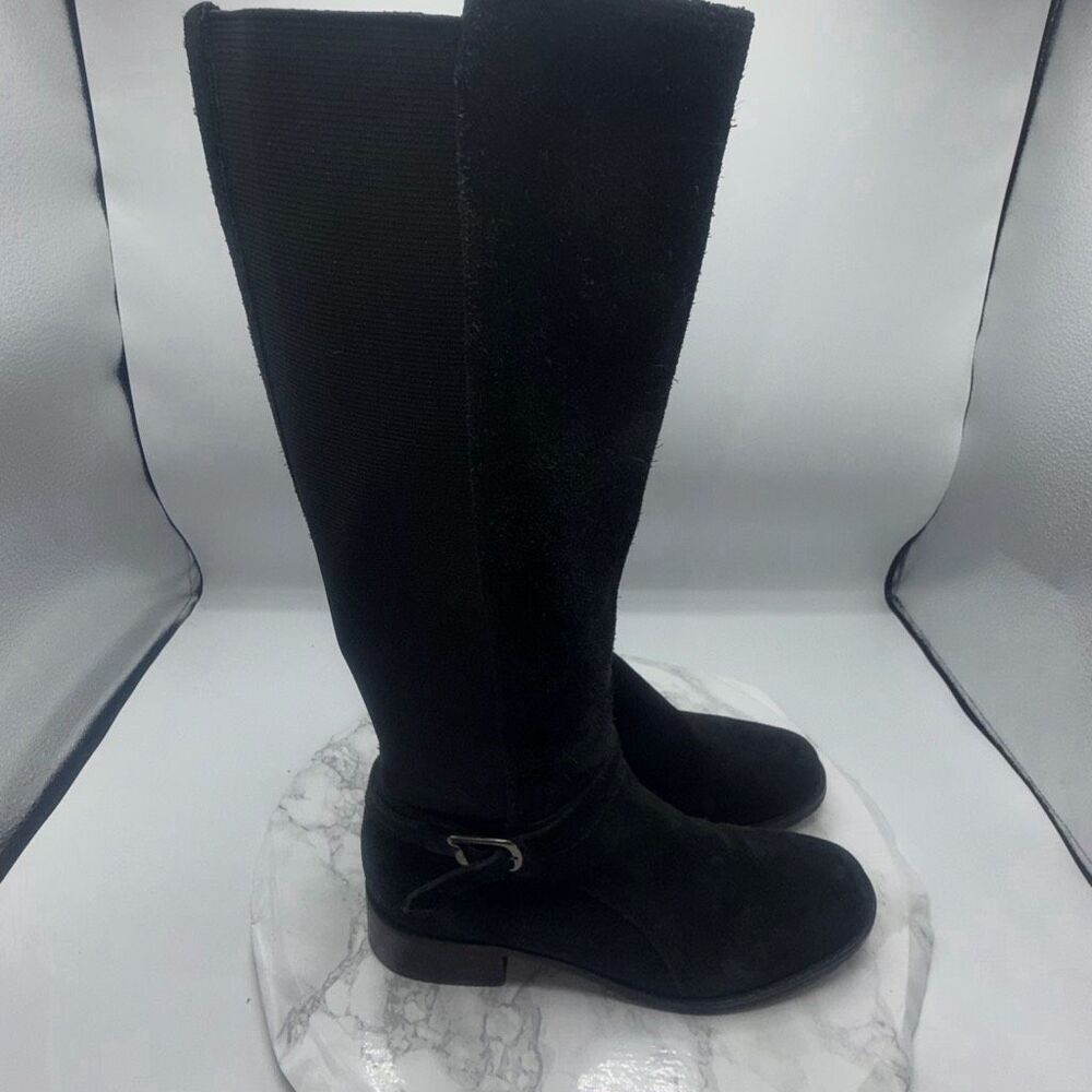 DONALD PLINER Black Suede Riding Boots-7.5